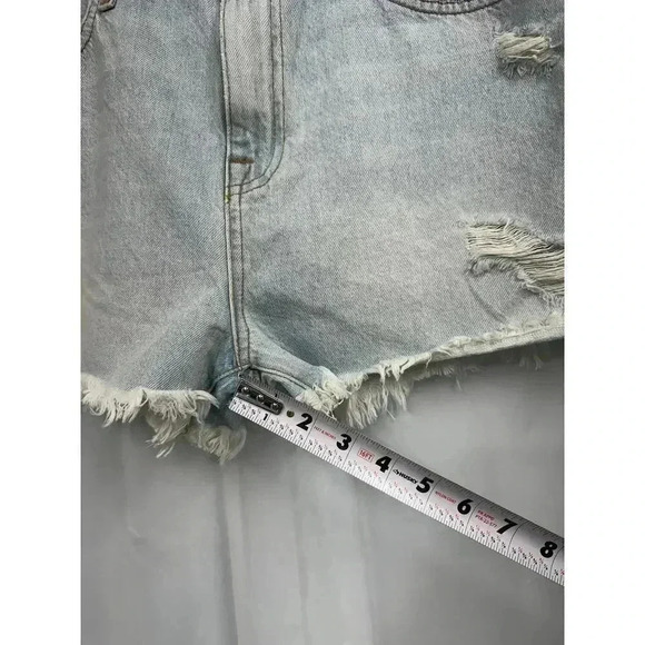 NWT Jonathan Simkhai Sz 29 Leo Blue Vintage High Rise Button Cut Off Denim Short - Picture 13 of 13